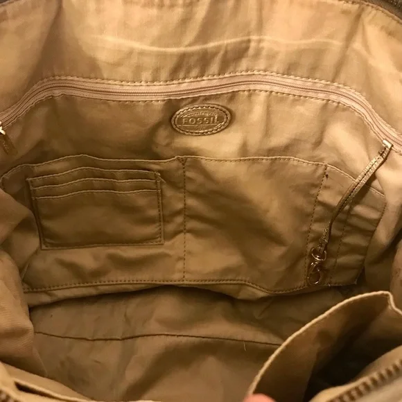 Fossil Sydney Shopper Metallic Gold Pebbled Leather Tote - Picture 8 of 9